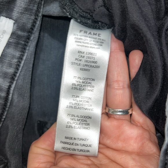 FRAME Denim Le Palazzo Crop Jeans Raw Released Hem Kerry Vintage Washed Black 30 - Picture 8 of 8